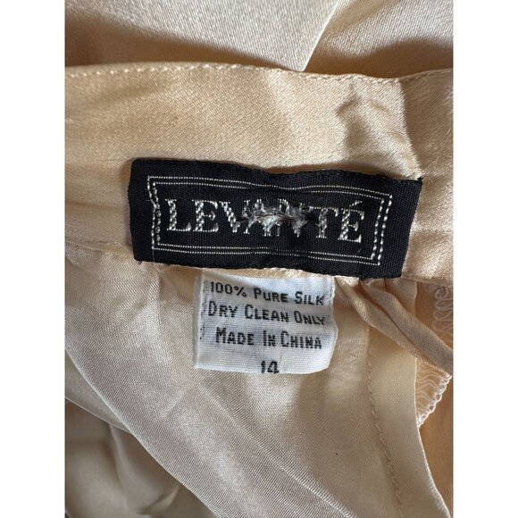 Vintage Levante Womens Silk Embroidered Midi Skirt Size 14 Cream Made In China - Picture 15 of 16